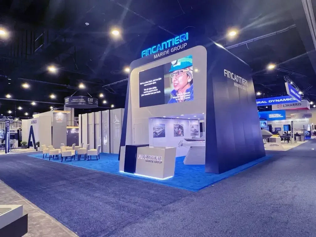 Digital screen display at the Fincantieri Marine Group booth