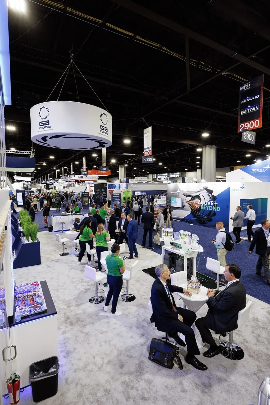 GA Telesis double-decker exhibit seen across the MRO Americas show hall