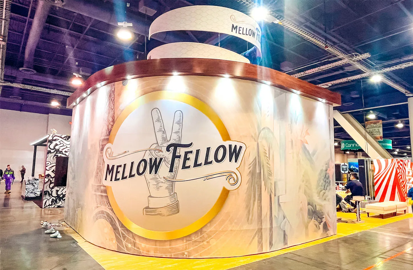 Round Mellow Fellow tower with the brand’s hand logo