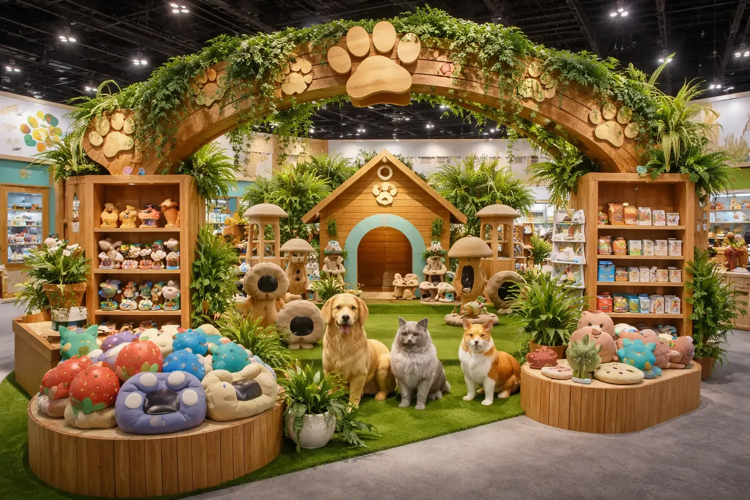 SuperZoo 2026 exhibit concept with woodland pet-themed decor